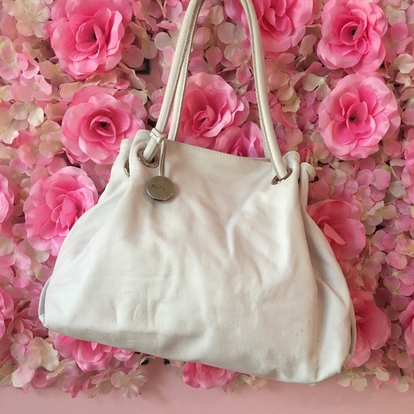 Furla hobo small tote genuine leather purse white - Picture 4 of 11